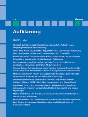 cover image of Aufklärung, Band 25: Natur